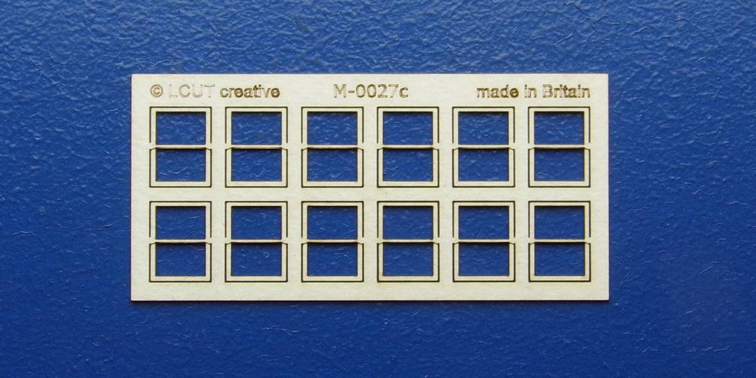 M 00-27c OO gauge kit of 12 windows with sash - type 3 Kit of 12 windows with sash. Made with high quality fiber board 0.7mm thick.
